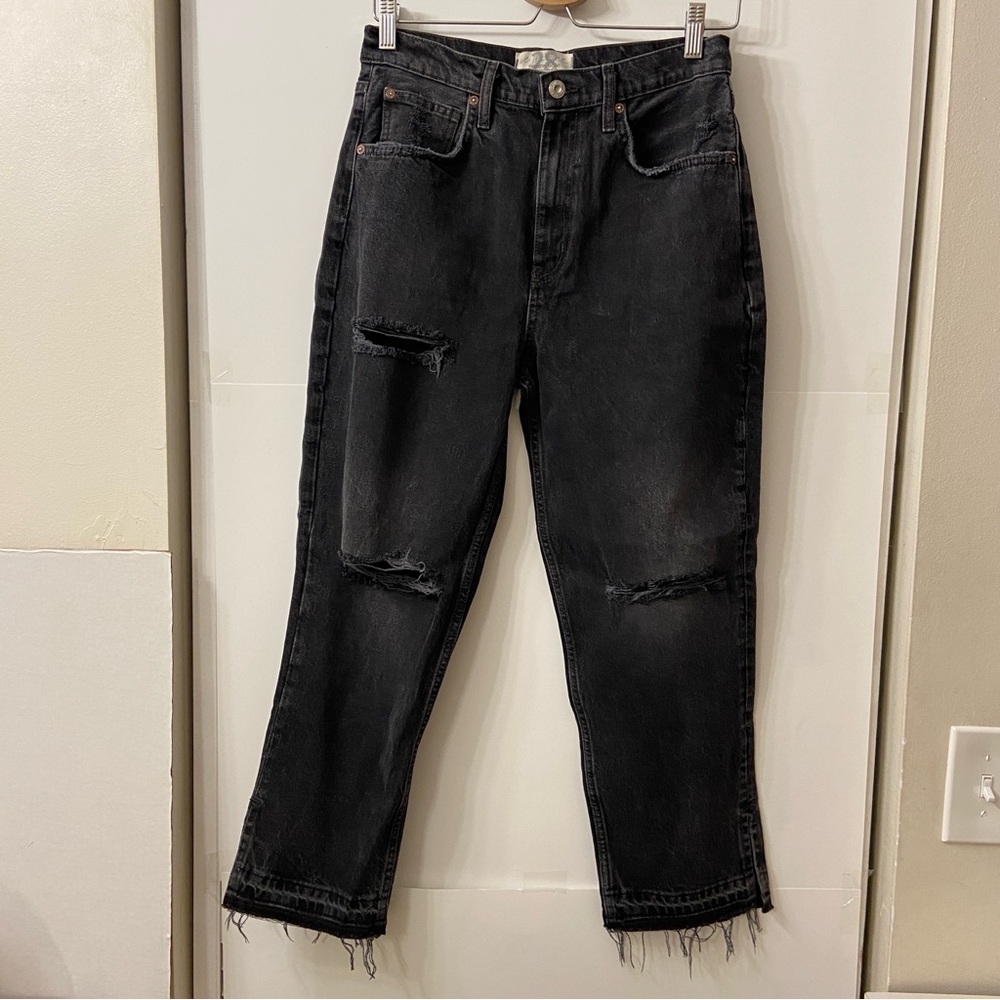 We the Free Black Distressed Ankle Slit Jeans 28